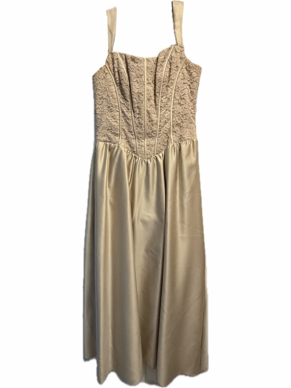 Bill Levkoff Champagne Lace and Satin Dress For Formal Wedding Etc Size 12